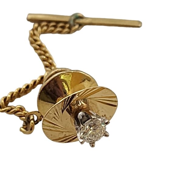 Vintage 14kt Gold Diamond Stud Tie Tack (A5313) - Picture 1 of 6